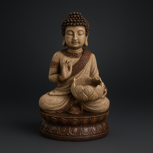 Buda con Flor de Loto Poliresina 25 cms