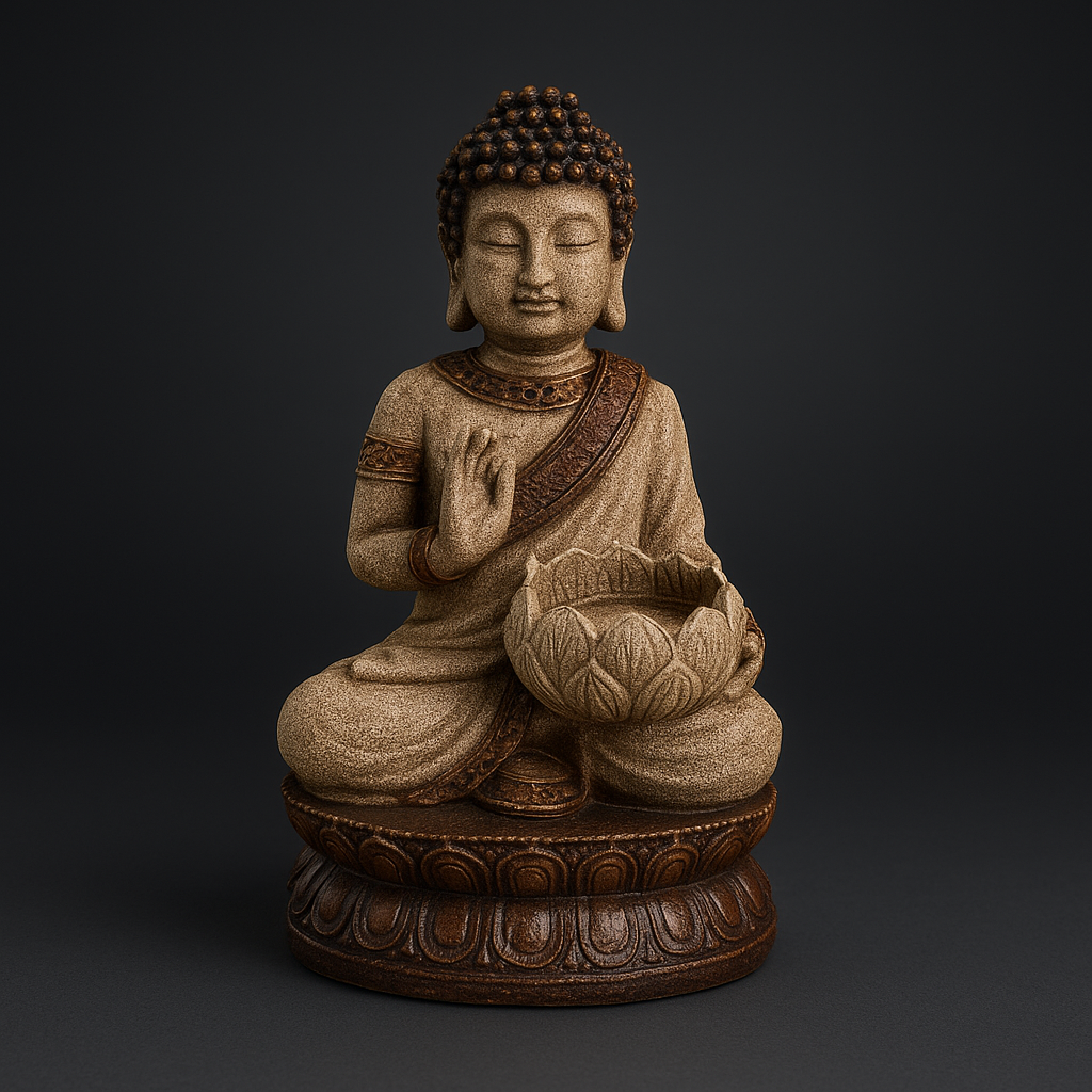 Buda con Flor de Loto Poliresina 25 cms